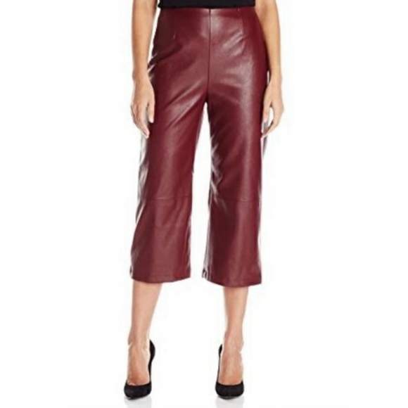 Guess Pants - Guess Denise faux leather burgundy culottes sz. 10